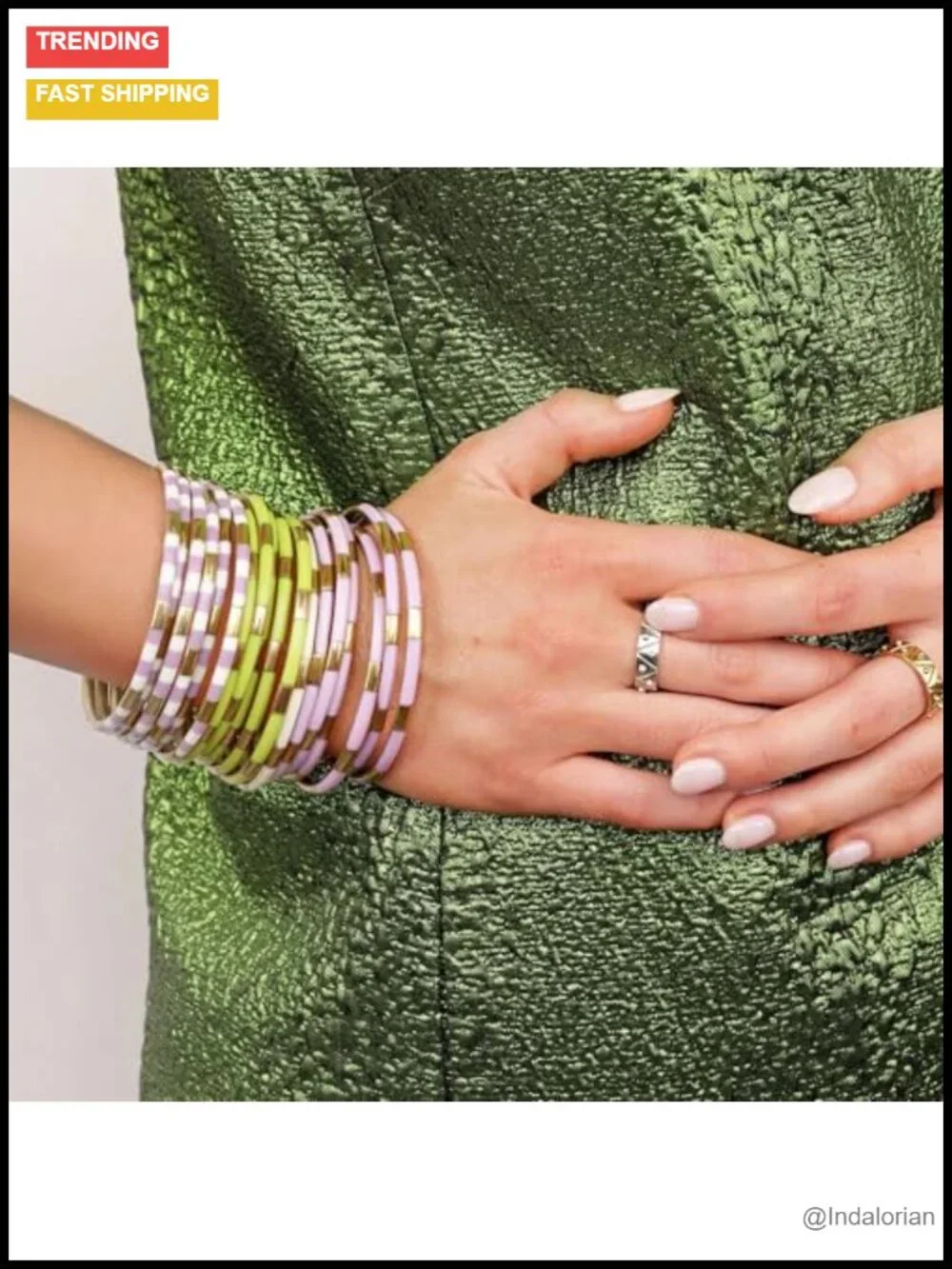BuDhaGirl Veda Bangle Bracelets Set of 6 Brass Enamel One Size